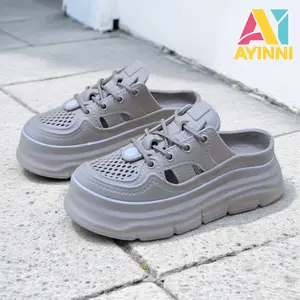 AIYINNI Sandal Selop Sandal Sepatu Wanita Dewasa Korean Style Jibbitz Tali Trendy Kekinian Anti Slip Bahan Keret EVA Rubber Premium