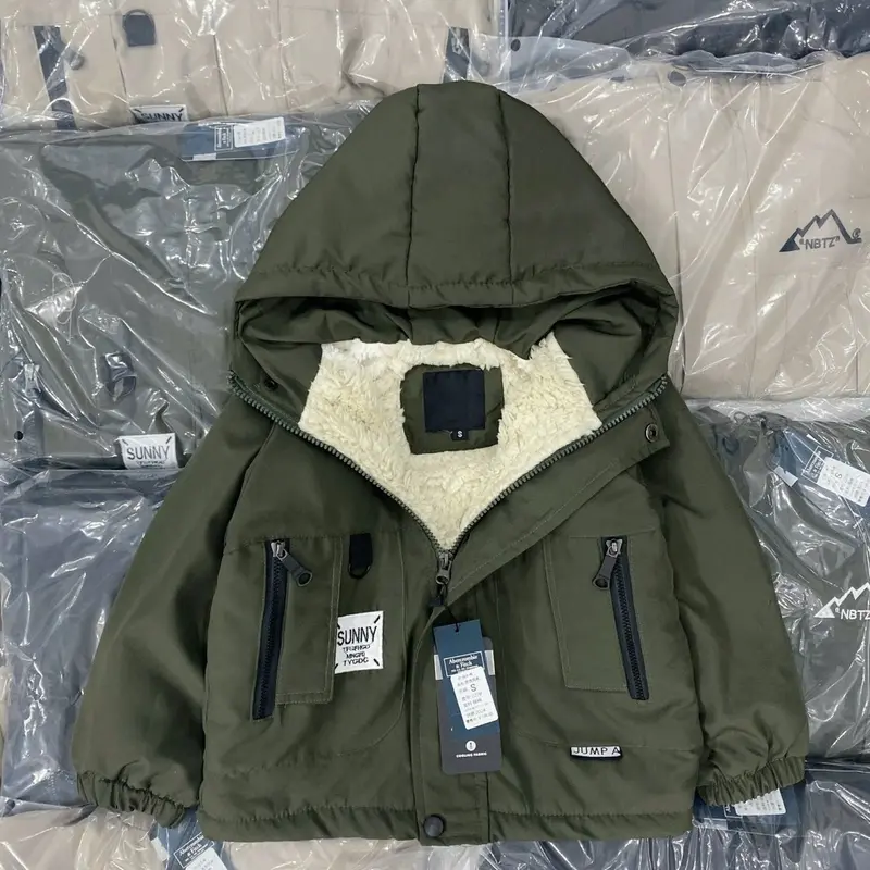 ( không tăng size) Áo khoác gió lót lông mỏng có mũ cho bé size 11-25kg 3