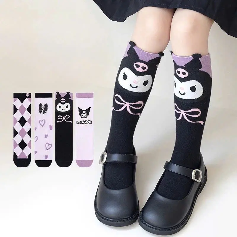 Set 5 đôi Tất Vớ Cao Đùi Họa Tiết Kuromi Nhật Siêu Xinh Cho Bé Gái td45