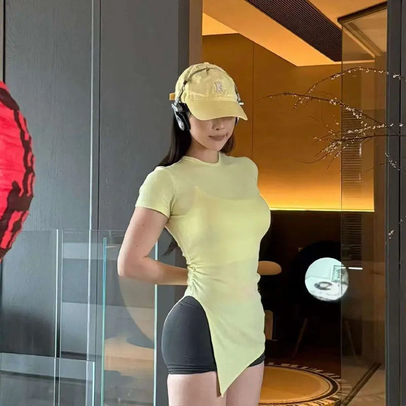 Áo Tập Yoga Mùa Hè, ngắn Tay, Dễ Thương Và Gợi Cảm, Áo Thun Thể Thao Dễ Phối Đồ Bó Sát, Thích Hợp Cho Pilates Và Thể Dục, Trang Phục Nữ, Hàng Mới Về Năm 2025 2