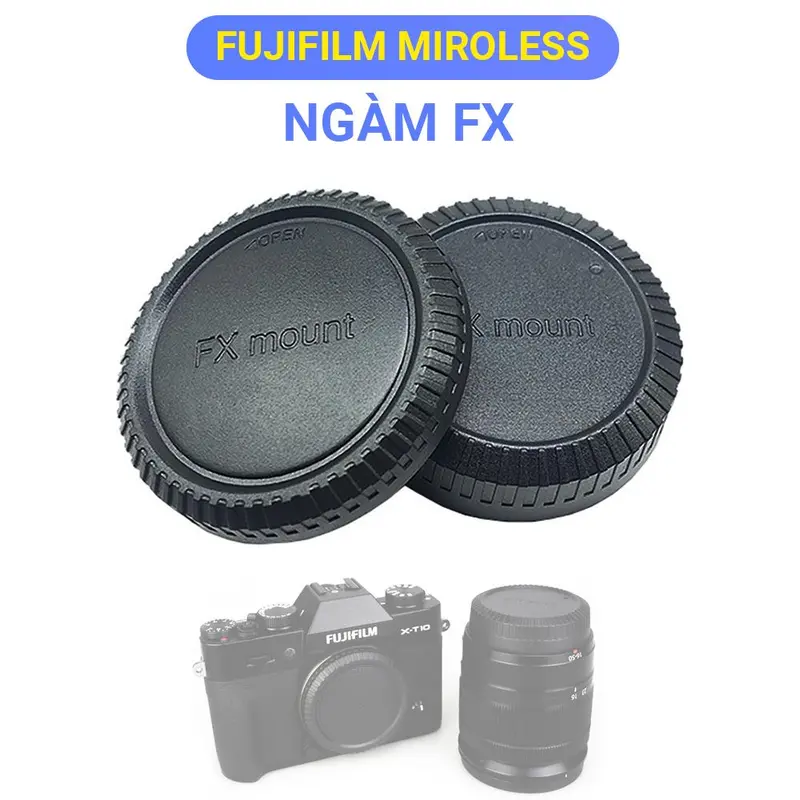 Bộ nắp đậy đuôi lens + nắp đây body máy ảnh Fuijflim Miroless FX-mount Cap trước sau loại mới zen khớp 0