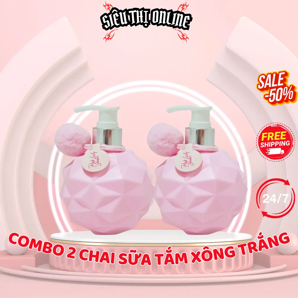 combo 2 chai Sữa Tắm Xông Trắng Pink Lady Shower chính hãng .,. ..