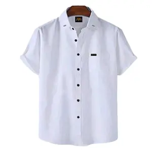 Hem kekinian baju kemeja pria dan wanita Formal atau casual basic polos Katun Santai Slim-fitting kemeja lengan pendek