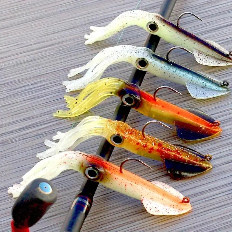 Luminous Squid Jig Soft Lures 14cm/36g Silicone Bait Squid Jigging Lure Saltwater Sea Fishing Bait for Artificial Baits