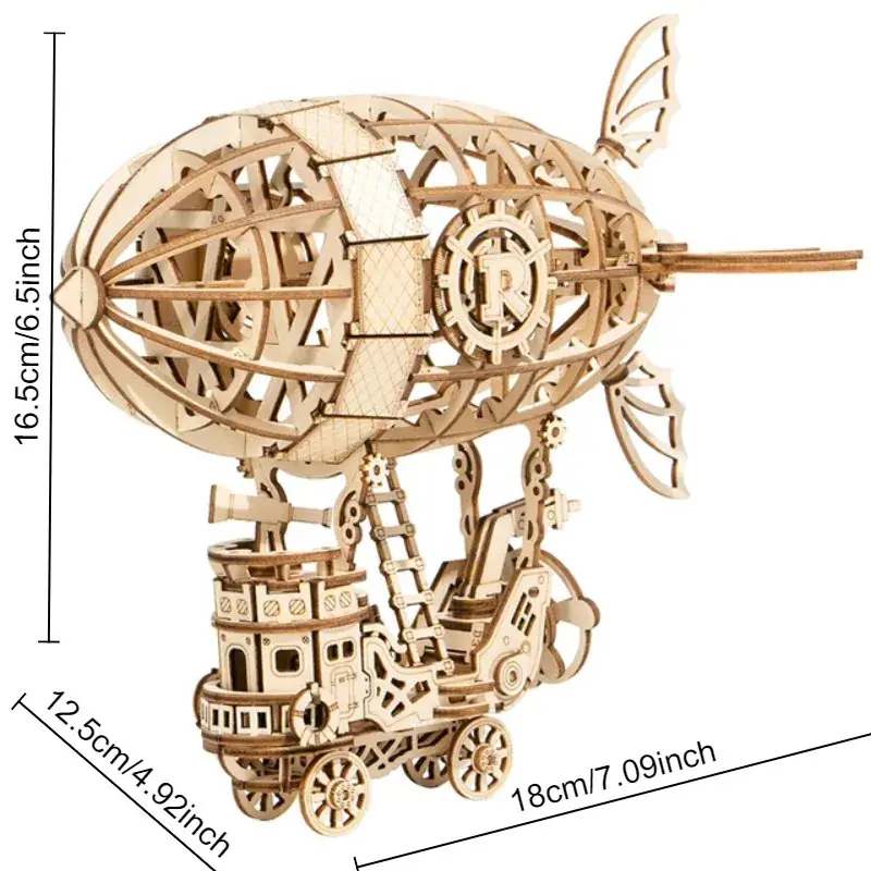 Robotime ROKR DIY 3D  Wooden Puzzle Game Assembly Popular Toy Gift for  Adult Brain Teaser Construction Set for Teens TG407 Airship 3
