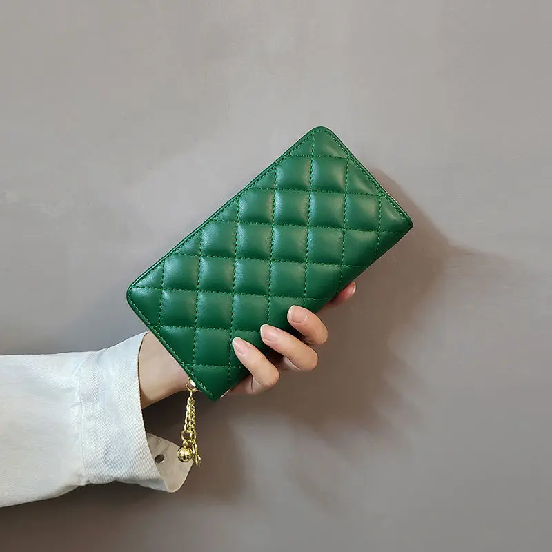 Ví Kẻ Sọc Kim Cương, Dành Cho Nữ, Ví Dài Đa Chức Năng, Thời Trang Mới, Ví Cầm Tay Đựng Thẻ, Có Khóa Kéo 5