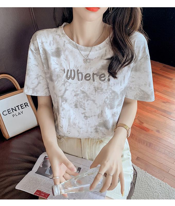 Product Introduction of M58 Embroidered Short Sleeve T-shirt Women's Loose Bottoming Shirt Large Size Top 2022 New Spring and Summer New Ins Fashion Half Sleeve 15