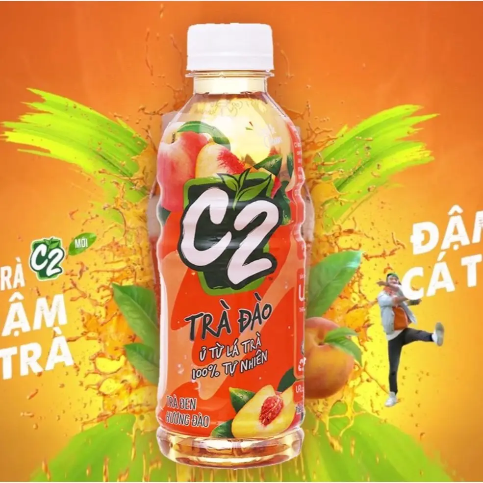 Thùng 24 chai trà đen C2 hương đào 225ml