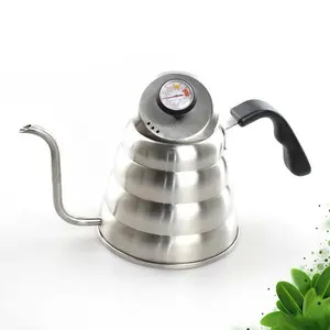 [COD] Pot Teko Kettle Coffee Maker V60 Drip Stainless Steel Thermometer Thermostat Suhu Katel Teh Kopi Espresso 1200ML 600ml Tahan Panas Dripper Dripping Praktis Murah Garansi 1 Tahun