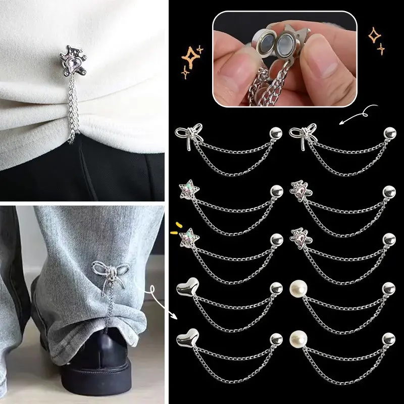Kẹp Cố Định Tay Áo Dây Chuyền Khóa Từ Tính Màu Bạc Cổ Điển 1 Cặp, Đồ Dùng Cầm Tay Phụ Kiện Quần Áo Và Quần
