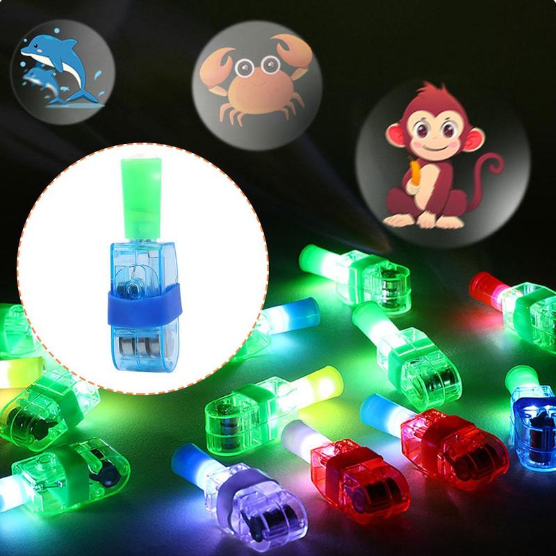 1PCS Random Mixed Color Cartoon Led Projection Light Flashlight Finger ...
