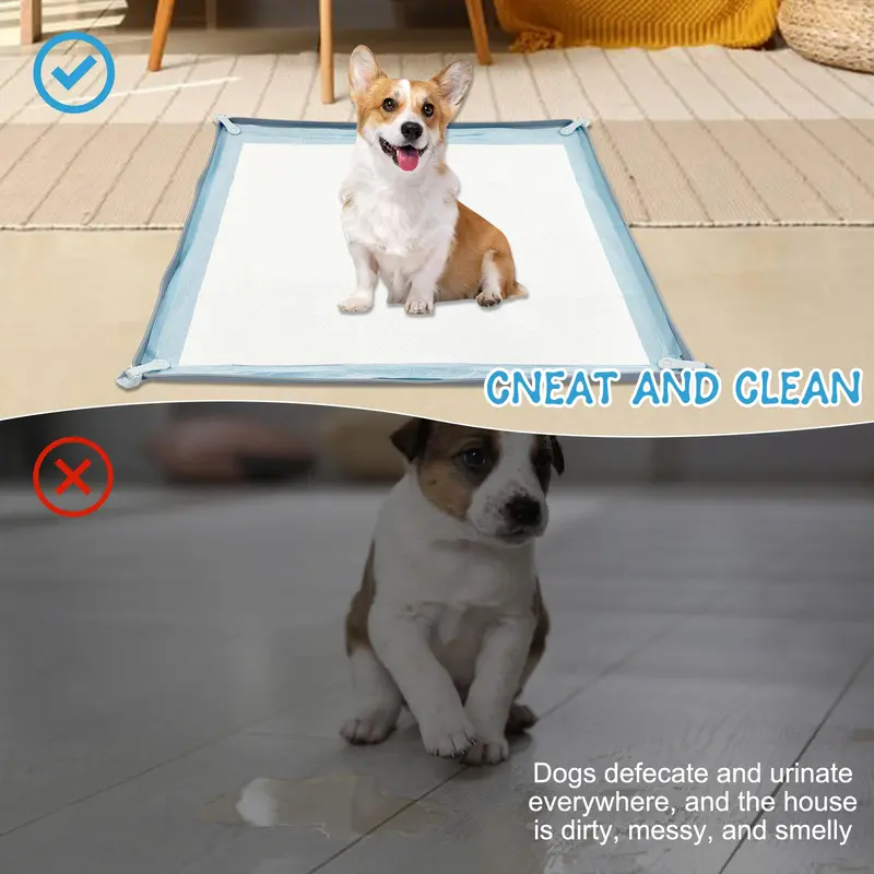 Dog Pee Pad Holder, 1 Count Non-slip Dog Pee Pad Holder with 8 Counts Holder Clips & 4 Counts Pet Training Pads, Pet Supplies for Indoor Outdoor 4
