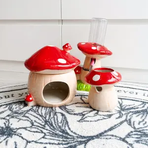 Rumah Hamster Keramik Mushroom Series | Tempat Minum Hamster | Tempat Makan Hamster | Rumah Hamster