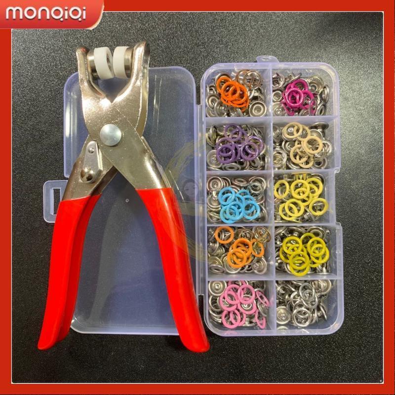 Kìm bấm tay nút năm ngạnh với 100 bộ phận nút, bộ nút năm ngạnh cho áo liền quần, nút ẩn cho quần áo trẻ em, sử dụng tại nhà, dễ sử dụng, bộ kìm nút quần áo, bộ kìm nút Thuận lợi