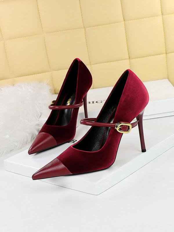 Women's Minimalist Temperament Solid Color Pointed Toe Stiletto Heels, Elegant Buckle Design High Heels for Party, Fashionable Heels for Women, Gift Ideas for Women Heelys, Shoes for Women 5