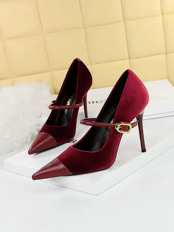 Women's Minimalist Temperament Solid Color Pointed Toe Stiletto Heels, Elegant Buckle Design High Heels for Party, Fashionable Heels for Women, Gift Ideas for Women Heelys, Shoes for Women 3