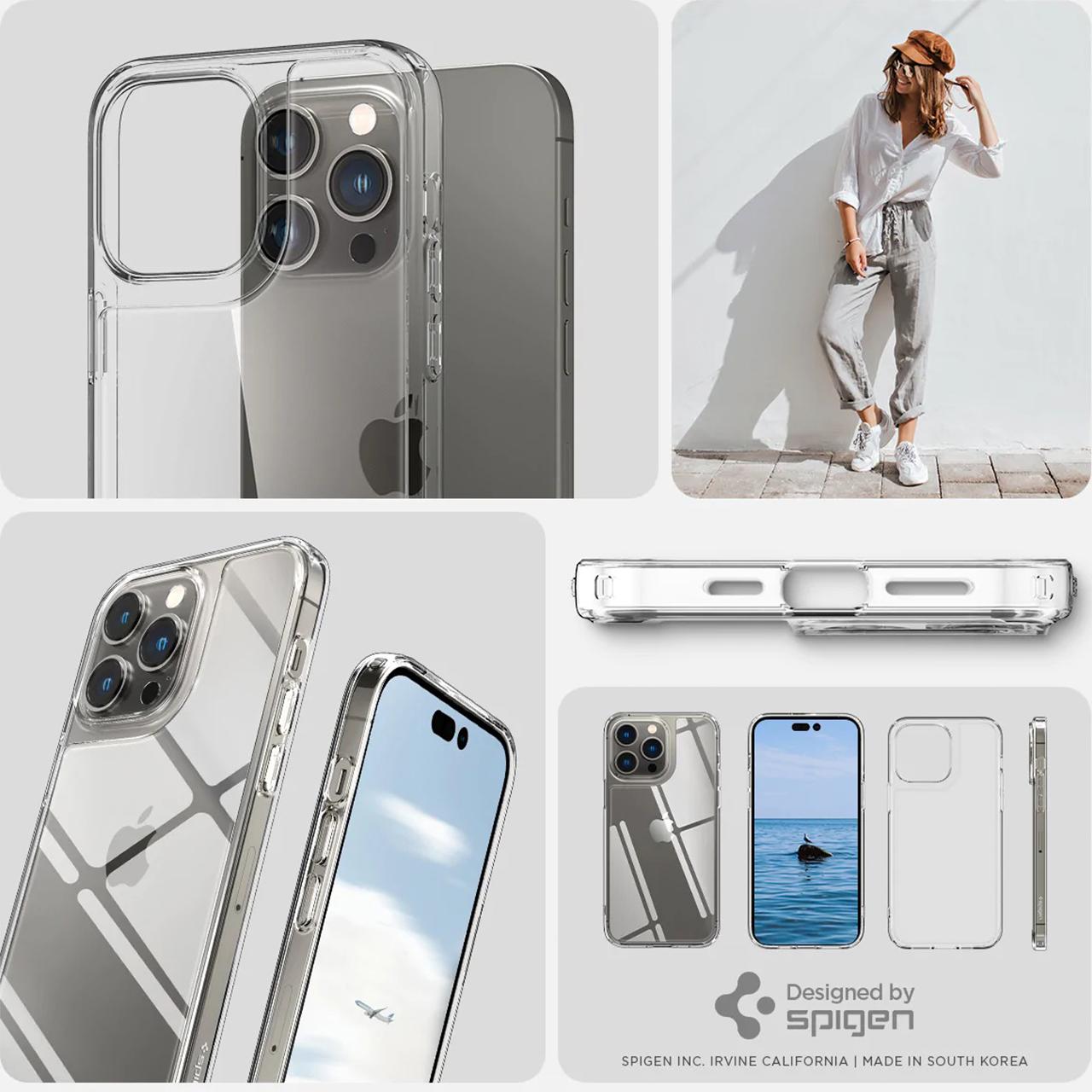 Case iPhone 14 Pro Max Plus Spigen Quartz Hybrid Clear Glass 9H Casing