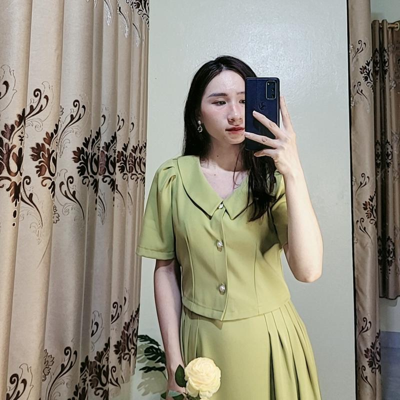 sét váy hai dây xếp ly eo V34