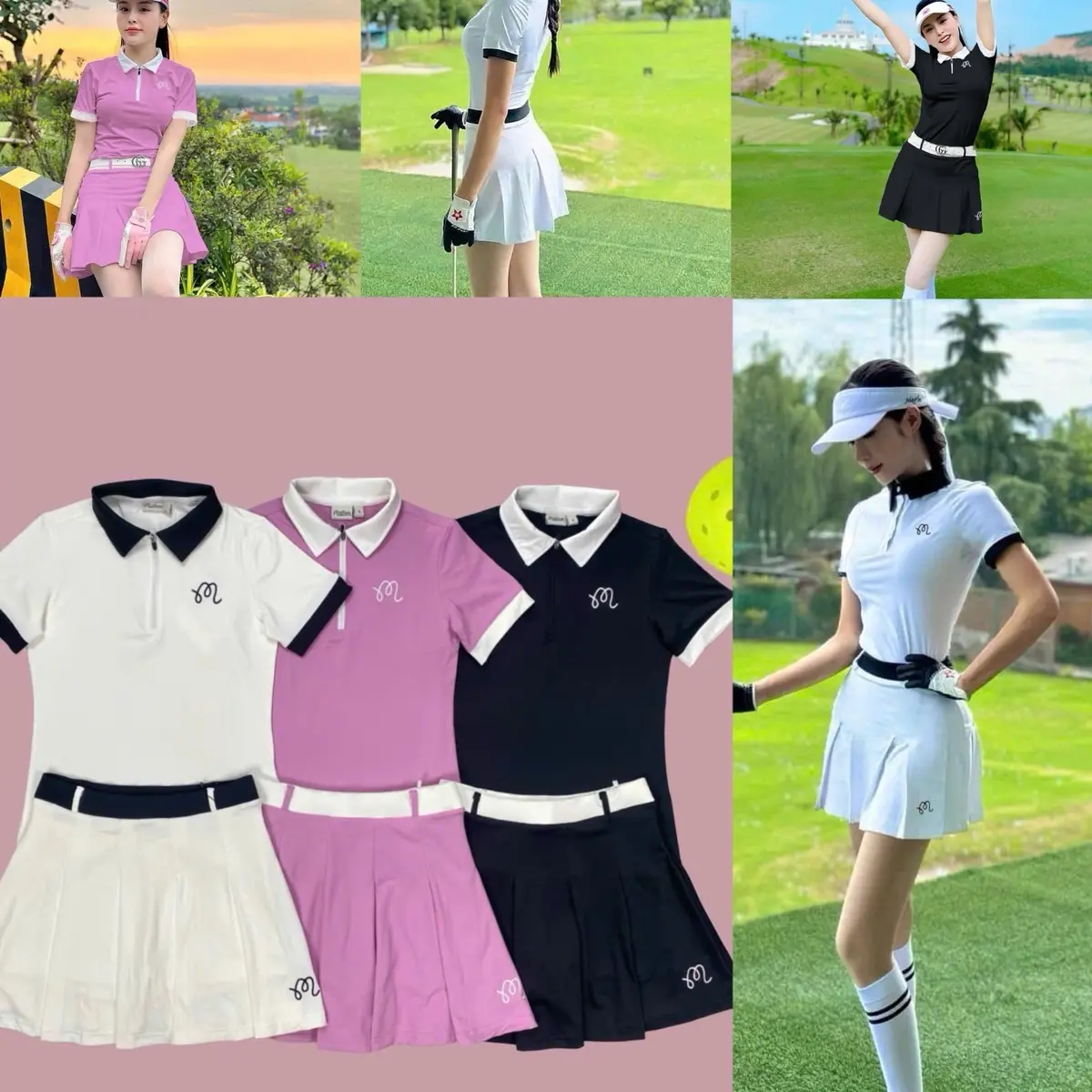 Bộ đùi váy áo cộc tay chơi Pickleball, Tennis, golf đồ  thể