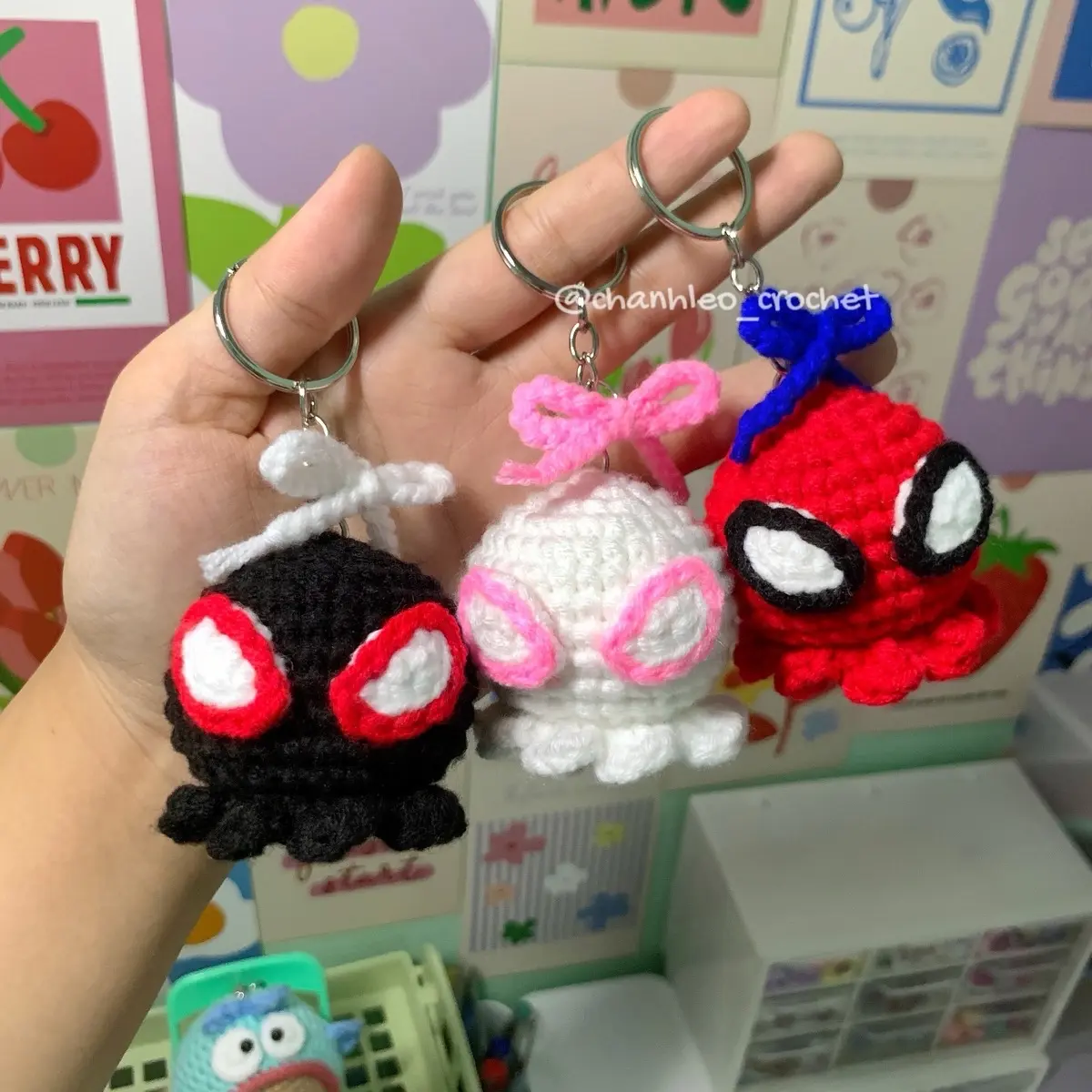 Móc khóa len OCTOPUS X SPIDER MAN treo móc chìa khoá, balo xinh xinh Móc Khoá
