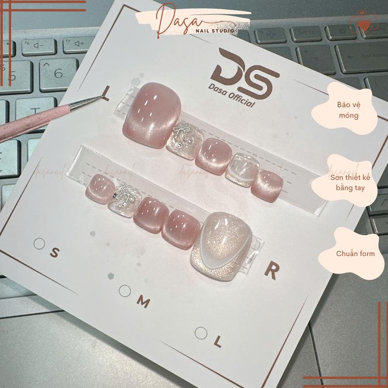  Móng CHÂN giả form ngắn hàn quốc nail box thủ công GIÁ RẺ màu nude đơn giản xinh xắn TẶNG KEO DÁN MÓNG MC109 sơn mong gia tay cây mắt 