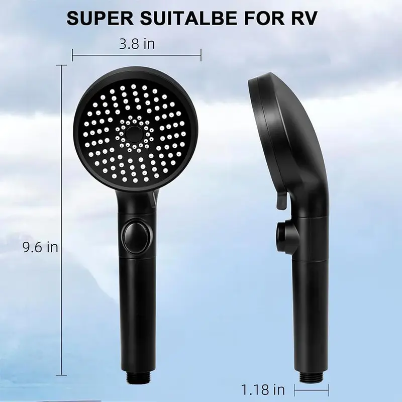 5 Modes Handheld Shower Head with Hose & Holder, 1 Set High Pressure Shower Head, Bathroom Shower Equipment for Home Dormitory Hotel Salon 1