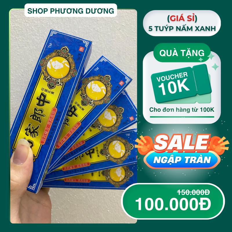 ( Giá Sỉ ) 5 Tuýp Kem Xanh Bà Lão Hỗ Trợ Nấm Ngứa - Hắc Lào - Lang Ben - Á Sừng - Vảy Nến