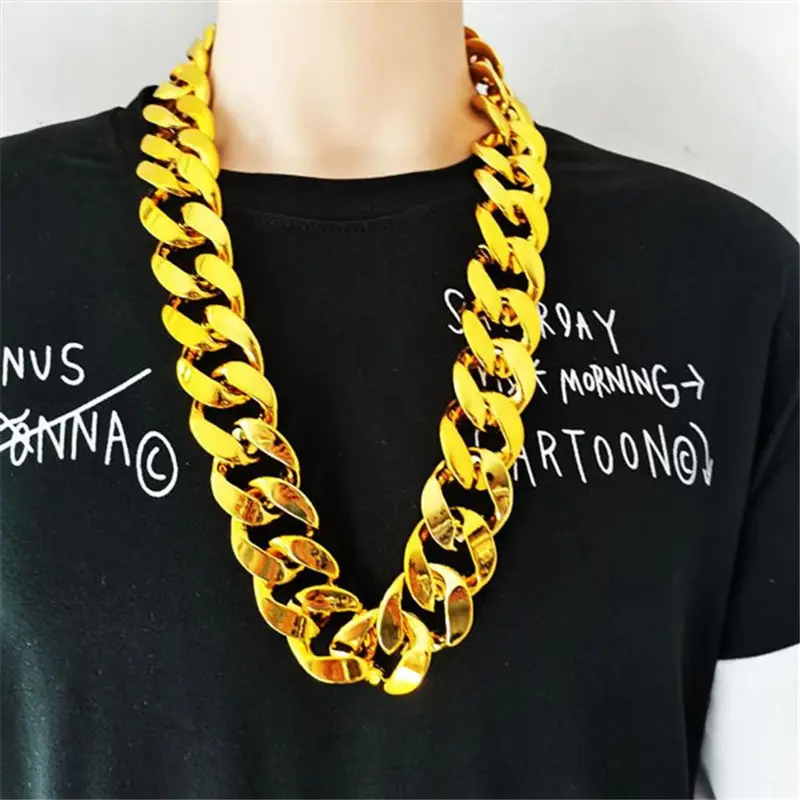 (Có Sẵn) Dây chuyền vàng mô phỏng lớn vòng cổ hiphop Đạo cụ hiệu suất nhựa 2