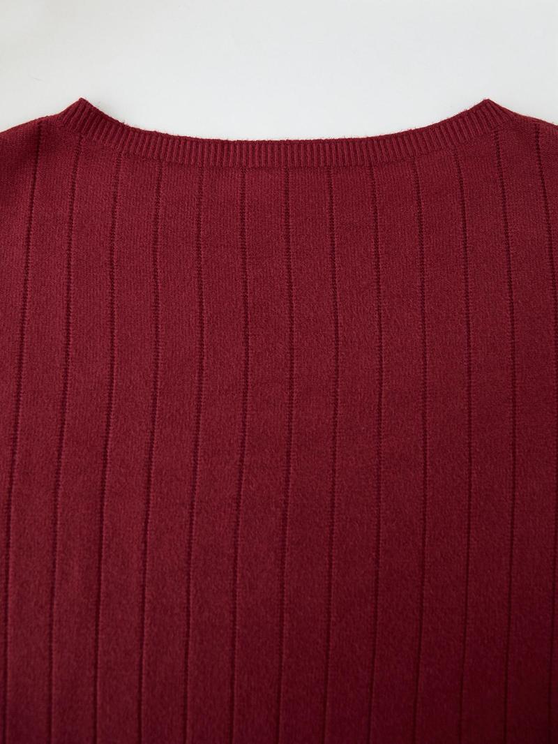 Product Introduction of 【Plus Size】 Solid Drop Shoulder Sweater, Casual Long Sleeve Scoop Neck Jumper for Spring & Fall, Women's Clothing for Daily Wear 6