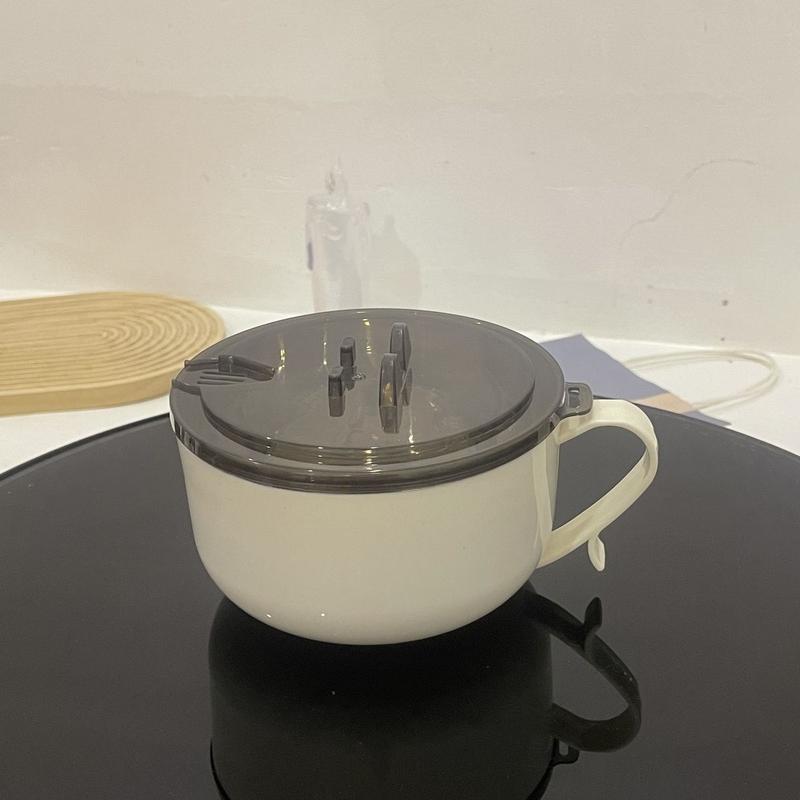 Product Introduction of 304 Stainless Steel Instant Noodle Bowl Can Drain with Cover Large Capacity Anti-Scald Instant Noodles Bowl Chopsticks Tableware Set 10