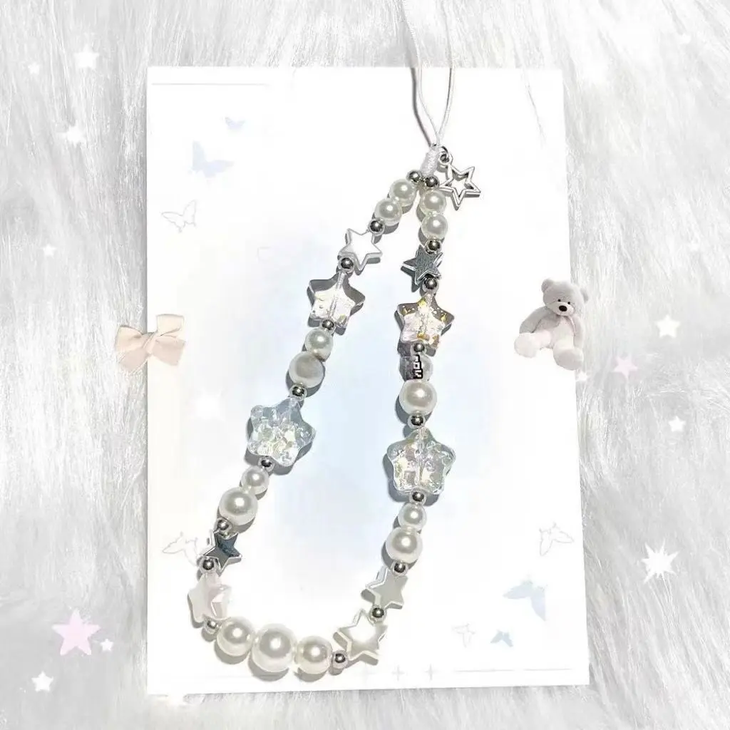 Ins Star Phone Chain Short Beaded CCD Chain Pendant Universal Lanyard Camera Accessory
