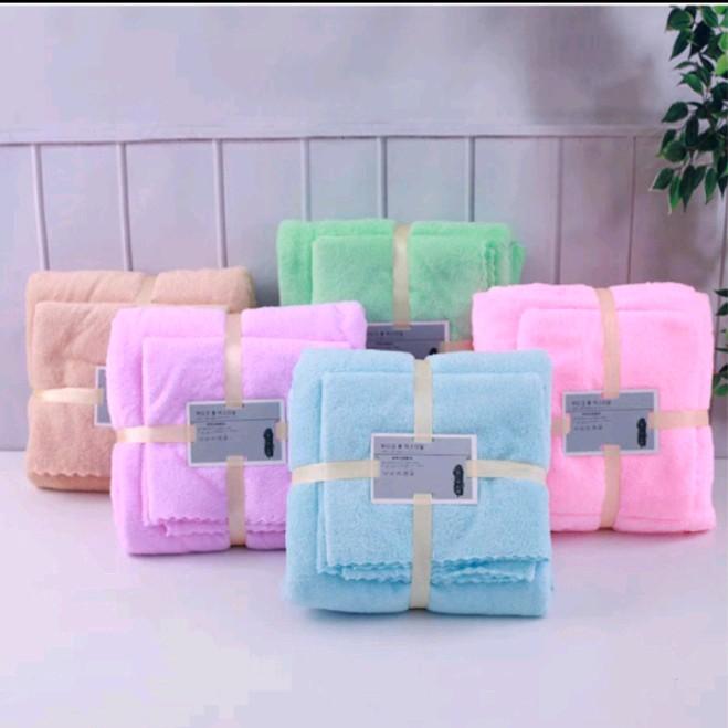 HANDUK SET 2IN1HANDUK MANDI DAN COTTON TOWEL IMPORT 1