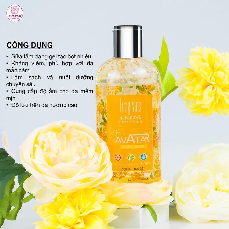 Sữa Tắm Nước Hoa Nhật Bản Avatar, Bộ 3 Chai, Hương Thơm Hoa Oải Hương Thật, Hoa Hồng, Quế, Giúp Làm Trắng Và Mịn Da, 500ml / Chai, Thiết Kế Hoa Sen 3