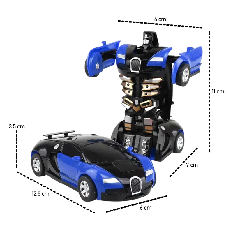 AK Mainan Mobil Inertia Collision Action Figure Transformer Toy - Blue & Red 3