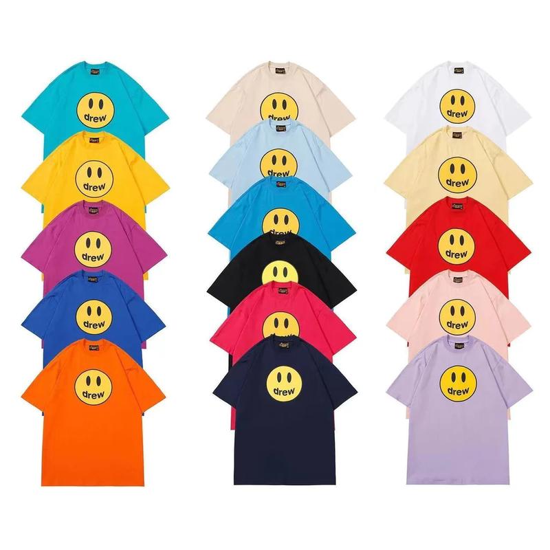 Áo Thun Mặt Cười Drew Smily Cổ Tròn Hot Trend 100% Cotton 2 Chiều Vải Xịn Nam Nữ Menswear Womenswear Đen/Đỏ/Xanh Navy/Trắng/Hồng/Xanh Dương/Xanh Lá/Beige/Nâu