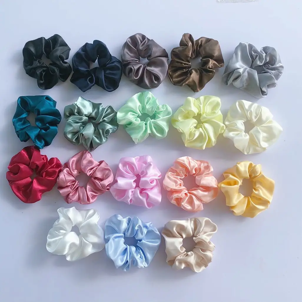 (MS12) Dây Cột Tóc Scrunchies Vải Trơn Bóng Lụa Dày Mịn Đẹp Hot Trend Cho Nữ Women Thun Nữ Coquette Nút Buộc Tóc Thời Trang Trẻ Trung
