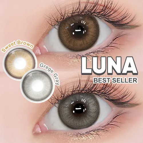 【HOT Kính Áp Tròng Magister LUNA/DIAMOND Độ Cận 0~6.00 Sweet BrownKính Áp Tròng Cận DIA 14.5mm 6 Tháng Grege Gray  Lens Mắt Màu 1 Cặp 2 Lens Tặng Khay Gương