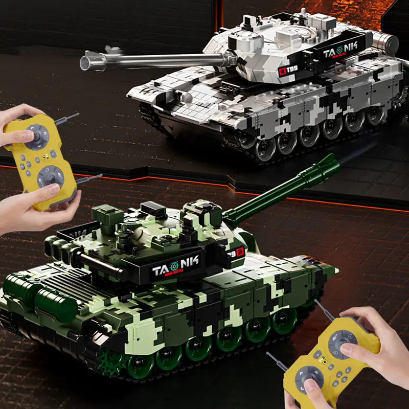 Simulation RC Tracked Tank With Lights 13CH Climbing 350 Turret Rotation APP Remote Control Tank Kids Toys Boys Multiplayer Game