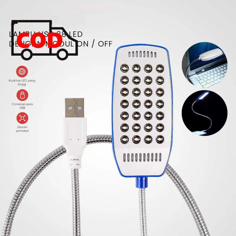 Lampu USB Meja 28 LED dengan Modul ON / OFF Simple Portable 0