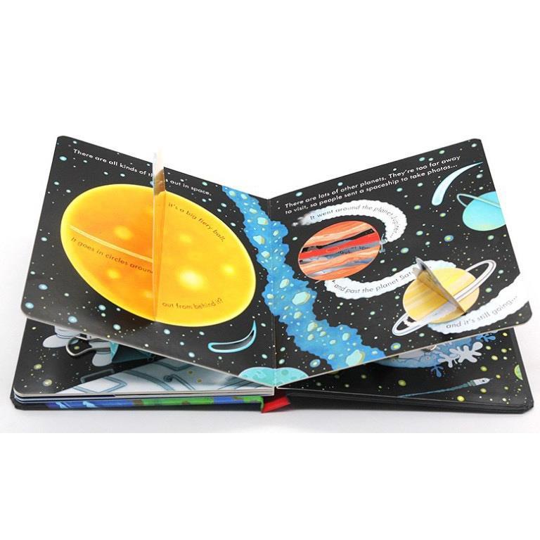 Product Introduction of Wholesale 42 Titles Usborne Peep Inside Kids Toddler Books Baby Toy Book Coral Helicopter Space/Fairy Tales/Garden 43