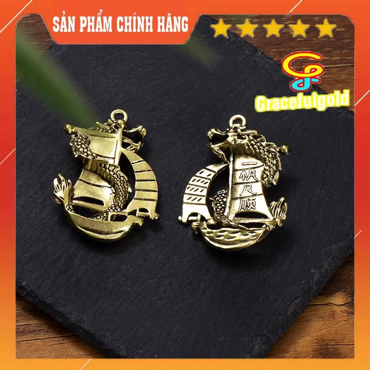 Thuận buồm xuôi gió, đồ chơi trang trí ngày tết, móc chìa khóa nhỏ gọn đẹp bằng đồng 2