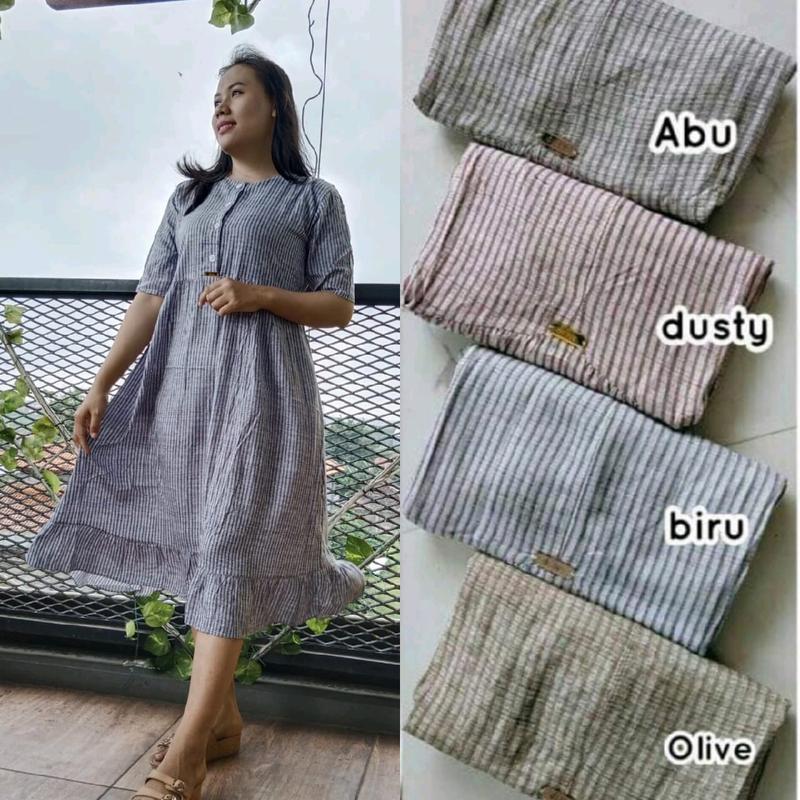Dress rayon motif salur//dress rayon motif bunga dahlia 1