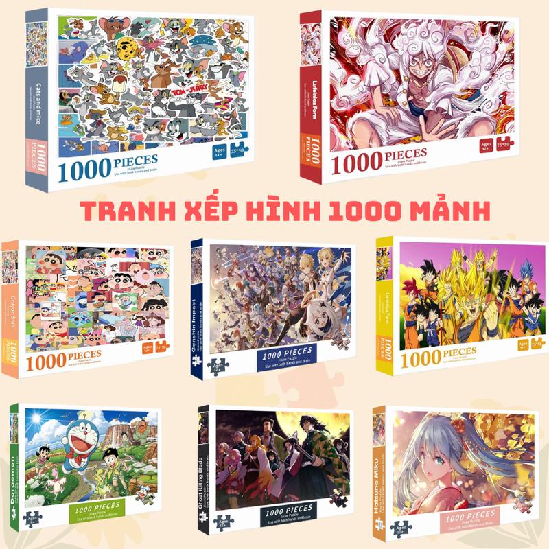 Tranh ghép hình 1000 mảnh hoạt hình ainime, kích thước 75x50 cm bộ xếp hình đêm đầy sao