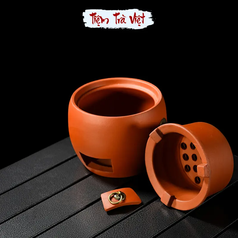 Bếp gốm pha trà Triều Châu từ đất sét đỏ, hỏa lò bàn trà lõi rời có thể thay lõi điện 7