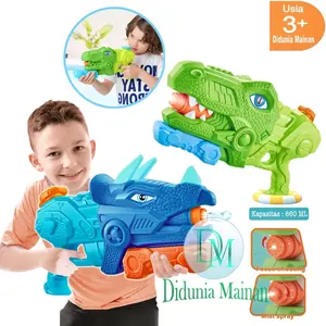 Mainan olahraga anak tembakan air pompa water gun dinosaurus t rex dino triceratops Plastik