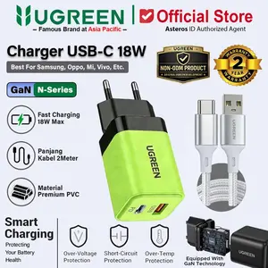 UGREEN Charger Mfi For iPhone 15 16 17 Series Samsung iPad Type C Fast Charging 20w 30w Handphone Adaptor Kabel Pengisian Cepat 38W Max Dual Port USB-A Type-C