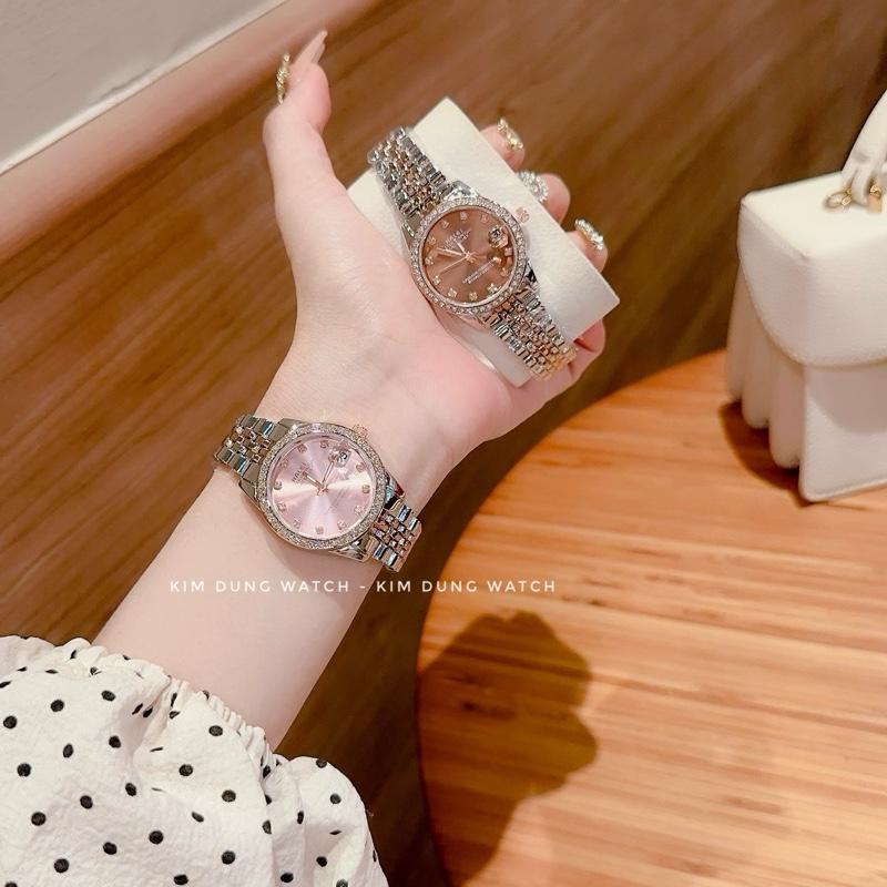 Đồng hồ HA nữ viền đá dây titan cao cấp size 30mm