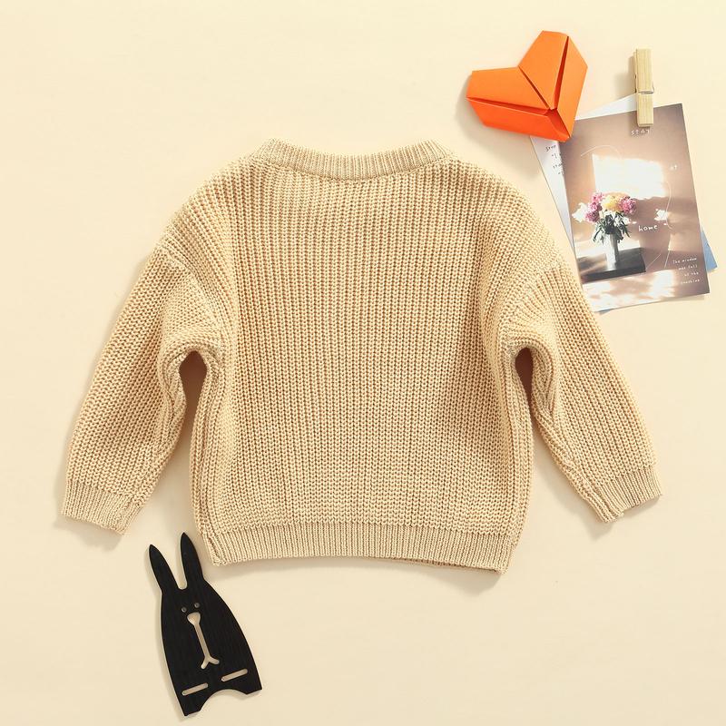 Product Introduction of Baby Solid Color O-neck Sweater Loose Fit Long Sleeve Knitted Pullover for Autumn Winter Casual Clothes 33