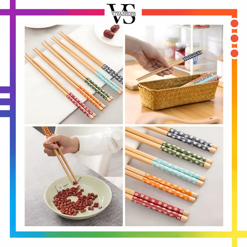 Sumpit Bambu Warna per pasang / Set Alat Makan Mie / SUMPIT Bamboo 24cm isi sepasang - SUMPIT MIE - SUMPIT WARNA / Sumpit bambu panjang 24cm / Sumpit Makan Bambu Set Chopstick Sepasang Sumpit Mie Korea Tahan Lama Lentur 5