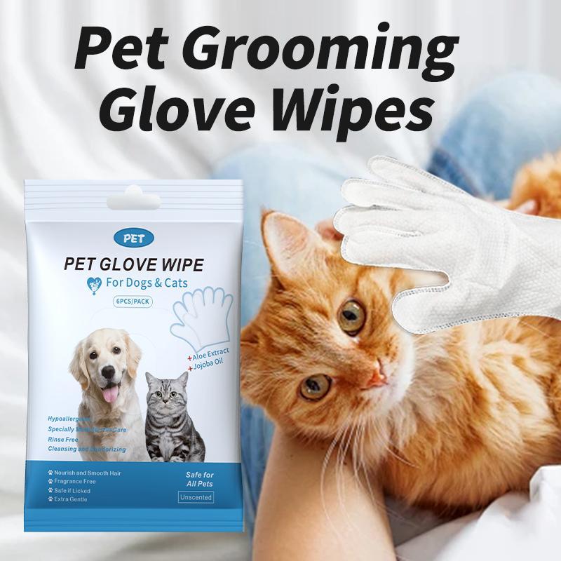 Pet Glove Wipes, 6 Counts/bag Pet Cleaning Wipes, Daily Care Pet Bath Wipes, Travel Pet Beauty Wipes, Pet Supplies for Dogs & Cats 3